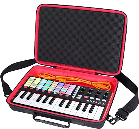 co2CREA Hard Travel Case for AKAI Professional APC KEY 25 MK2 Controller | Shockproof EVA Shell with Carrying Handle and Shoulder Strap for Outdoor Travel, Case Only