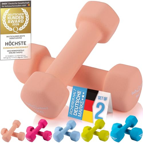 Body & Mind® Hantlar Set med 2 hantlar Hantlar; Effektiv styrketräning med olika vikter; Fitnessträning hemma (1 kg - Beige set om 2)