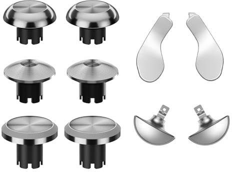 Hzxkqmil Thumbsticks de Metal para PS5 Edge Controller, 6 Joystick Palancas Analógicas 4 Palas Traseras Botones de Disparo Accesorios de Repuesto para PS5 Edge Mando, Plata