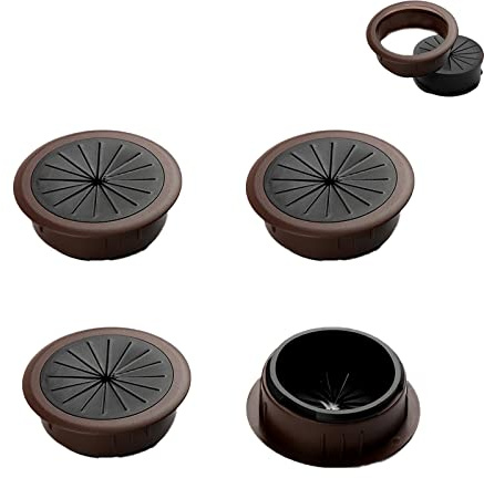 Vilbocr 4PCS Flexible Desk Grommet,50mm/2 inch Desk Grommet Aperture,Data Cable Storage and Sorting Tools,Wire Cord Cable Grommets Hole Cover,for Office PC Desk Cable Cord Organizer (Brown)