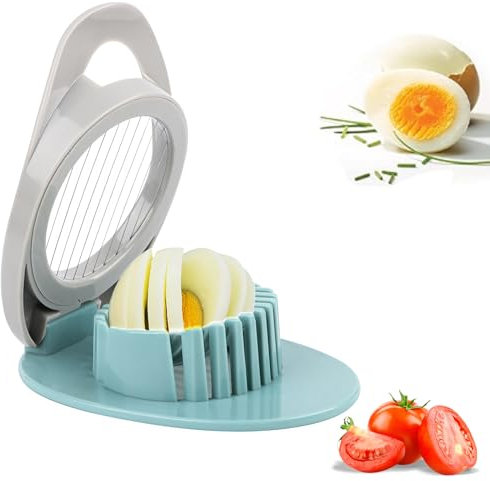 Cortador de huevos para huevos duros, pequeño, portátil, apto para lavavajillas, herramienta de cocina para cortar huevos, frutas y más