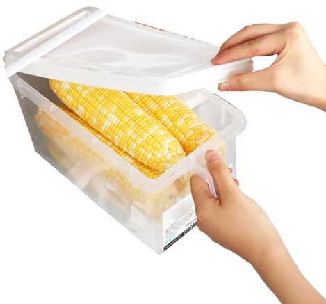 Contenedor de Almacenamiento de Alimentos, Organizador de Refrigerador de Plástico de Grado Alimenticio de 5 Litros con Tapa Hermética, Contenedores de Almacenamiento Apilables