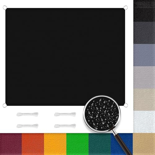 Voile d'ombrage Imperméable Rectangulaire 4 x 7.5 m Imperméable Toile Ombrage 98% UV Protection Contre Le Vent Filet Dombrage pour Patio Jardin Terrasse Camping Extérieur, Noir