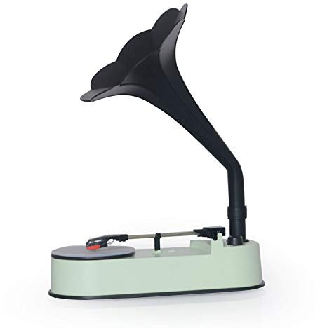 Lettore vinili vintage, giradischi retrò con altoparlante a tromba dischi 33/45 giri, mini grammofono con riproduzione Bluetooth