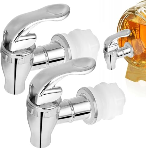 simarro 2 Stück Silber Getränkespender Zapfhahn, Kunststoff Zapfhahn Universal Ersatz Wasserhahn Wasserspender Ersatzhahn für Getränkespender Glas Container Kaffee Saft Trinkbrunnen