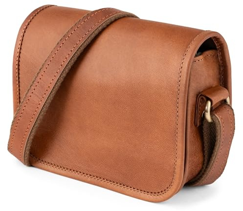 Berliner Bags Vintage Sac Bandoulière Lisbon, Petite Sacoche Épaule en Cuir Véritable avec Fermeture Magnétique, Crossbody Élégant pour Femme – Marron