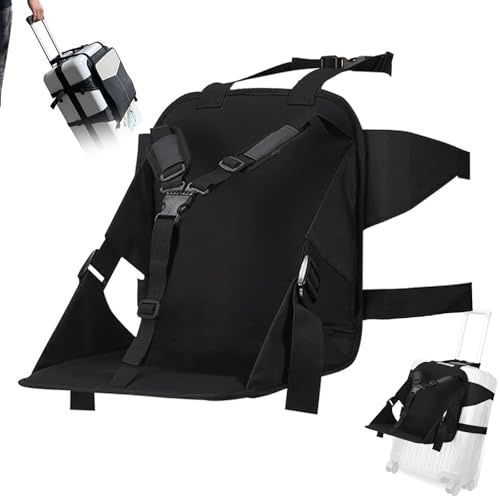 Yhuasia Kinderkoffersitz, Kinder Reisesitz, Tragbarer und Faltbarer Kindergepäckkoffer, Handgepäck mit Sitz für Kleinkinder, Schwarz, Faltbar, einfach zu montieren