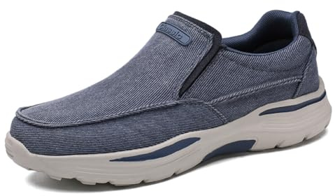 MEIION Canles - Deklan - Scarpe da uomo in tela per il tempo libero, comode e traspiranti, slip-on per l'uso quotidiano, con suola interna ergonomica e supporto per tallone, Blu, 43 EU