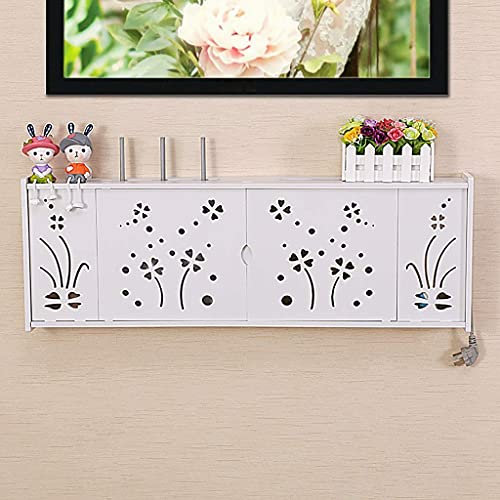 FGDIUCVN Floating Shelves Solid Wood Partition/Wallmounted Tv Cabinet/WiFi Router Rack/Storage Rack for Tv Components/Media Console/Cable Box/Router/Remote/DVD Player/Game Console/Tv Shelf/Living ro,