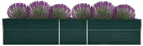 Xichuzi Garten-Hochbeet Verzinkter Stahl 400x80x45 cm Grün, Palettenrahmen, Hochteich, Gemüsebeet, Kräuterregal Balkon, Blumenbeet, Kräuterspirale, Tomatenbeet, Pflanzhochbeet - 47057
