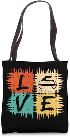 Retro Love Curling Stone Curling Player Winter Sports Tote Bag