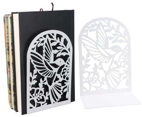 Metall Buchstützen Set - Weiß - Für Büro, Schule & Zuhause - Stabile Unterstützung für Regalbretter & Bücherreihen