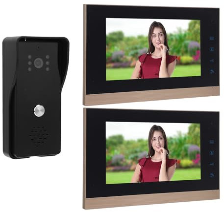 Kabelgebundene Video Gegensprechanlage, HD CMOS Sensor, Entriegelung mit Einer Taste, 7 Zoll Touchscreen, ABS Material, Ideal für Zuhause, Büro, Hotel, Wohnung, Fabrik (Black)