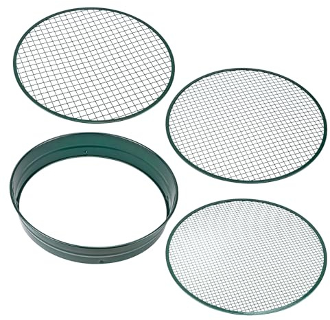 KesTek Gartensieb Metall 3in1 KTGS2 - Robustes Metallrandsieb & Durchwurfsieb für Erde, Kompost & Kies, vielseitig einsetzbar