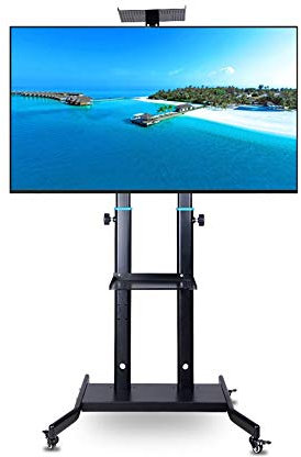 GPWDIEJB Soporte de TV portátil Soporte de TV de Piso Giratorio Universal para la mayoría de televisores curvos Planos de Plasma OLED LCD LED de 32 a 52 Pulgadas Altura Ajustable con gestión de Cable