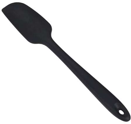Kleiner Silikonspatel (21,4 cm) - Hitzebeständiger Mini Silikon Teigschaber Schmal Schaber für Backen & Kochen | Flexibler Küchenspatel Restelöffel für Schmale Behälter (Schwarz)