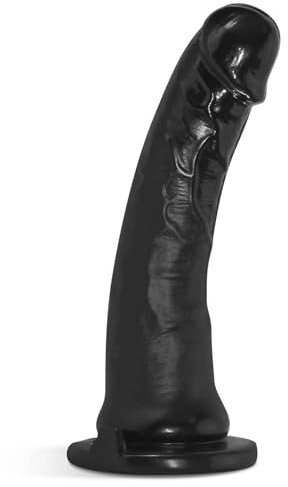 17.3cm Petit gode réaliste noir avec tige courbée, gode anal No Balls, godemiché doux pour débutants avec ventouse puissante et compatible avec les harnais Strap-on, sextoys pour femmes hommes