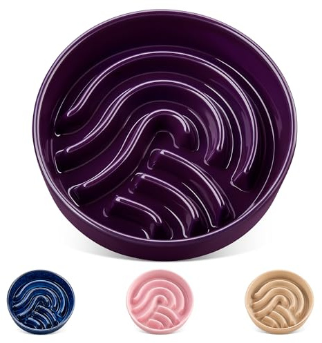 vancasso Gamelle Anti Glouton pour Chien, 960ml Gamelle pour Moyen Chien, Gamelle Chien Céramique Favorise Alimentation Saine et Digestion Lente, Violet