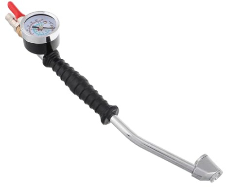 BUGUUYO Inflador Rápido para Ruedas con Manómetro Integrado Boquilla Alargada de Tubo Curvado para Camiones Motocicletas y Bicicletas Medición Precisa de Presión Fácil Acceso Espacios