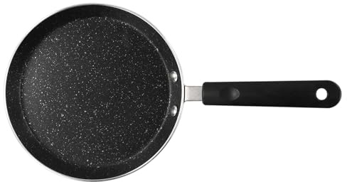 Sisinkal Poêle à crêpes 18 cm avec poignée ergonomique anti-brûlure pour cuisinière à gaz et à induction - Batterie de cuisine non métallique pour crêpes, petits pains, dosa omelette (noir)