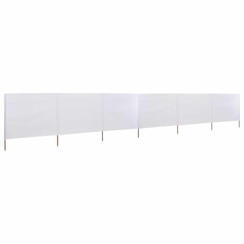 Brise-Vent Extérieur 6 Panneaux, Tissu Non Tissé Résistant avec Piquets en Bois, Brise Vue Camping et Brise Vent de Plage, Protection Contre Le Vent, Panneau Occultant Exterieur, Blanc, 800 x 80 cm