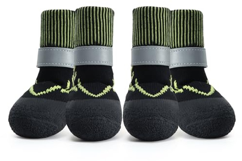 2 Paar Hundesocken mit Anti-Rutsch-Latexsohle & Reflektor-Band | Atmungsaktiver Pfotenschutz für Hunde, Rutschfeste Hundeschuhe für Innen & Outdoor (Größe XL: 5.2cm)