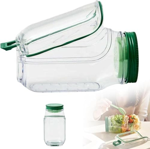 Salad Pod Mason Jar with Leakproof Dressing Container, Side Opening & Lid-to-Bowl Design, Reusable Salad Jar for Meal Prep, Lunch Box