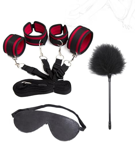 JiXGzAo Manette, Caviglie, Bende, Solletico Di Piume, Set Di Bondage, Set Di Costrizione SM, Letto Fetish, Cinghie Legate Erotiche Con Manette, Giocattoli Sessuali SM For Coppie, Estremi