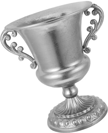 LALAFINA Vintage Metal Flower Vase 20x26cm Silver Small European Style Decorative Planter for Home Décor Garden Porch Wedding Centerpiece