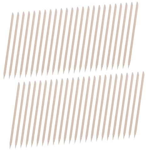 Palitos de Madera de Naranja para Cutículas 100 Piezas, Doble Punta Khaki | Palito de Madera de Naranja para Quitar Cutículas, Punta Plana E Inclinada, Limpia y Muerta