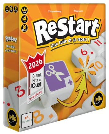 IELLO Restart – Version Française – Jeu de Tuiles Tactique et Interactif, Stratégie Familiale Rapide | 2 à 4 Joueurs | 20 Min | Dès 7 Ans