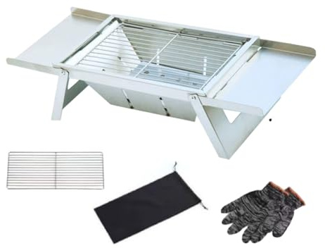 MotiveTech Portable Folding Ember-Fired Grill Foldable Folding Ember-Fired Instant Setup Compact Barbecue Rack for Campers, Picnic, Backyard, M, Standard