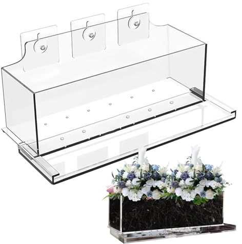 Macetas de plantación de ventana, sin taladros rectangulares acrílicos, macetas de ventana - para barandillas de cercas de llantas de balcón en casa