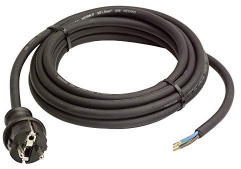 as - Schwabe Cordon de Raccordement en Caoutchouc Câble H07RNF 3G1,5 de 10 m avec Fiche Mâle Câbles avec Embouts Extérieur IP44 Chantiers, Outdoor Noir I 70910