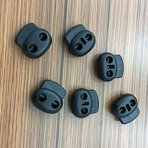 Lamooni 10 Stück Kordelstopper 2-Loch Kordelklemme Ø 5mm Doppellochung Stopper Verschluss Kunststoff Verbindungselement schwarz zum nähen Jacken, Hoodie, Hosen, Gürtel