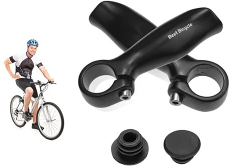 1 Paar Fahrrad Bar End, Aluminium Legierung Fahrrad Lenker Handgriffe mit Stopper für Mountain Road Bike Fahrräder Schwarz 22.2 mm