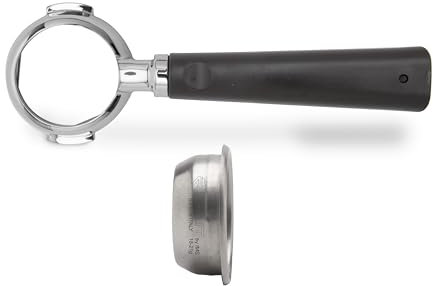 LELIT Bottomless Porte-Filtre LELIT 58 - Inclut un Filtre en Acier Inoxydable à 2 Doses - Poignée Classique - PLA580V - Argent/Marron