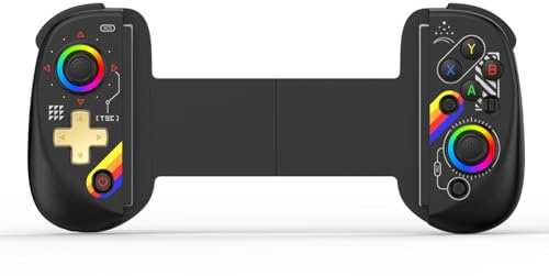 Fiorky D8 Controlador de juego inalámbrico telescópico Joystick con turbo/giroscopio de 6 ejes/vibración Joystick inalámbrico fora gamepad Compatible con Luz RGB fora Andrid iOS PS3 PS4