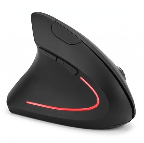 Topiky Ratón Vertical, ratón inalámbrico USB para Juegos con retroiluminación Colorida, ratón óptico de 6 Teclas, ratón de Mano Izquierda, para PC/computadora/portátil, para Windows/para Linux/para O