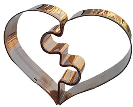 TOSSPER 2 Pcs/set Puzzle Heart Shape Cutter Mold Biscuit Cutter Set Stainless Steel Diy Baking Mould for Christmas Birthday Wedding