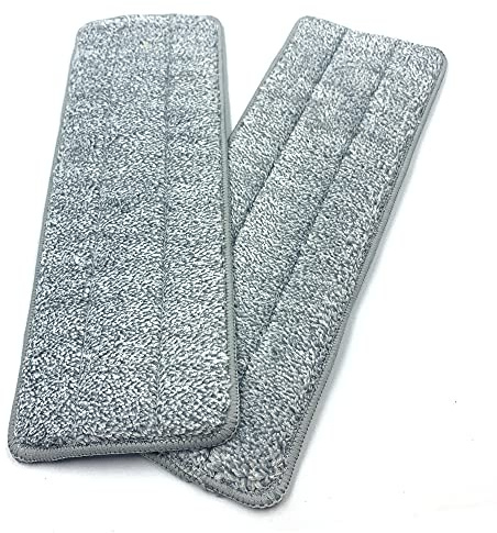 Flat Mop Pads, Washable and Super Absorbing Microfibre Mop Pads for All Floor Types (Pack of 2 Mop Refill Pads)