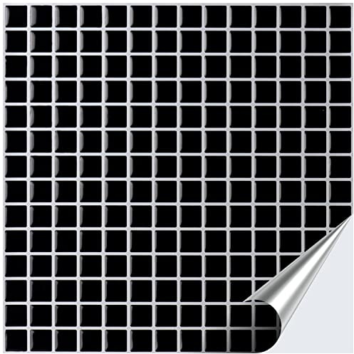 FoLIESEN 3D Fliesenaufkleber für Bad, Küche, Badezimmer - Mosaikfliese Schwarz - Fliesen-Folie selbstklebend - Mosaik Black Diamond, :8 Stück