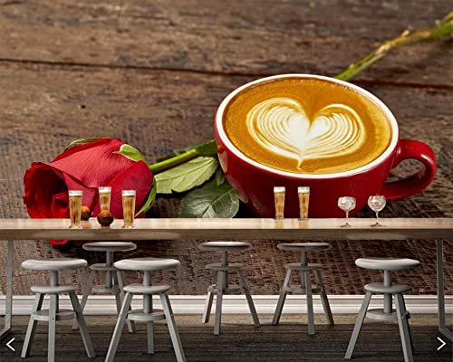 Frtmsticker Papier Peint Autocollant Murale 3D Amour Marron Café Papier Peint Photo 3D Enfants Chambre 3D Murale Pvc Autocollant Wall Art Garçon Fille Chambre Affiche Murale 360X250Cm