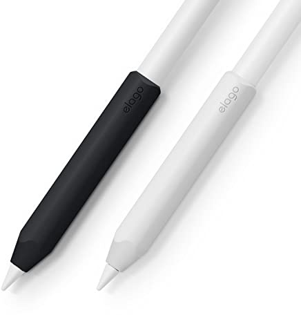 elago Silicone Grip [2 Pack] Compatible with Apple Pencil 1st & 2nd Generation, Premium Silicone Holder, Ergonomic Design Sleeve, Compatible with Magnetic Charging & Double Tap (White/Black)