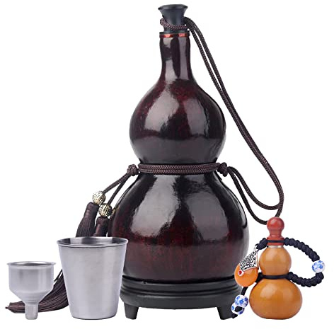 MR.GLFULU Natural Gourd Bottle,Outdoor Water Bottle,Wine Bottle,Can Be Used for Indoor Decoration,500ml-1500ml (500ml, dark brown)