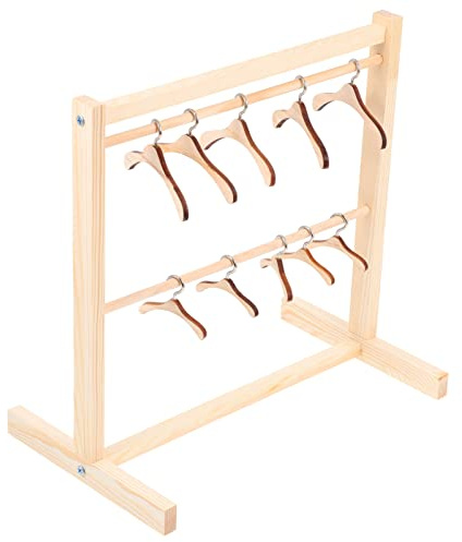 Milisten 1set Dollhouse Hanger Doll Garment Rack Clothes Hanger Dog Closet for Small Dogs Black Hangers Pants Hangers Space Saving Dog Wardrobe Mini Closet Wood Child Fashion Little Doll