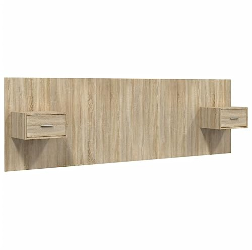 vidaXL Cabecero de Cama con mesitas Madera contrachapada Roble Sonoma