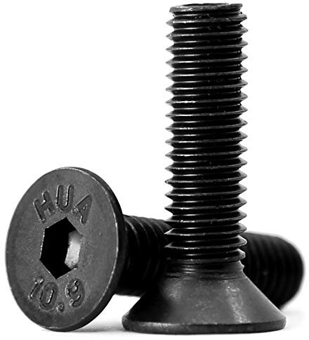 Tornillos de cabeza avellanada con hexágono interior, M6 x 35 mm, acero al carbono, rosca completa, negro (40 unidades)