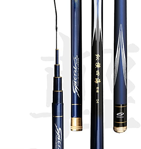 LEFAH Caña de pescar de carbono 28 varilla telescópica ajustable 3.6-7.2 m luz dura barra de la carpa varilla de mano dispositivos de captura tiro largo (Color: azul 28 tonos, tamaño: 3.6 m)