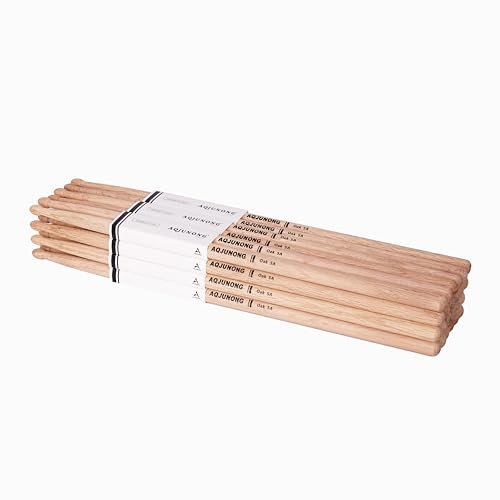 AQJUNONG Trommelstöcke, 5A Drumsticks, 12 Paar, klassische Eichenholzspitze, Trommelstöcke für Kinder und Erwachsene, professionelles Musikinstrument-Percussion-Zubehör